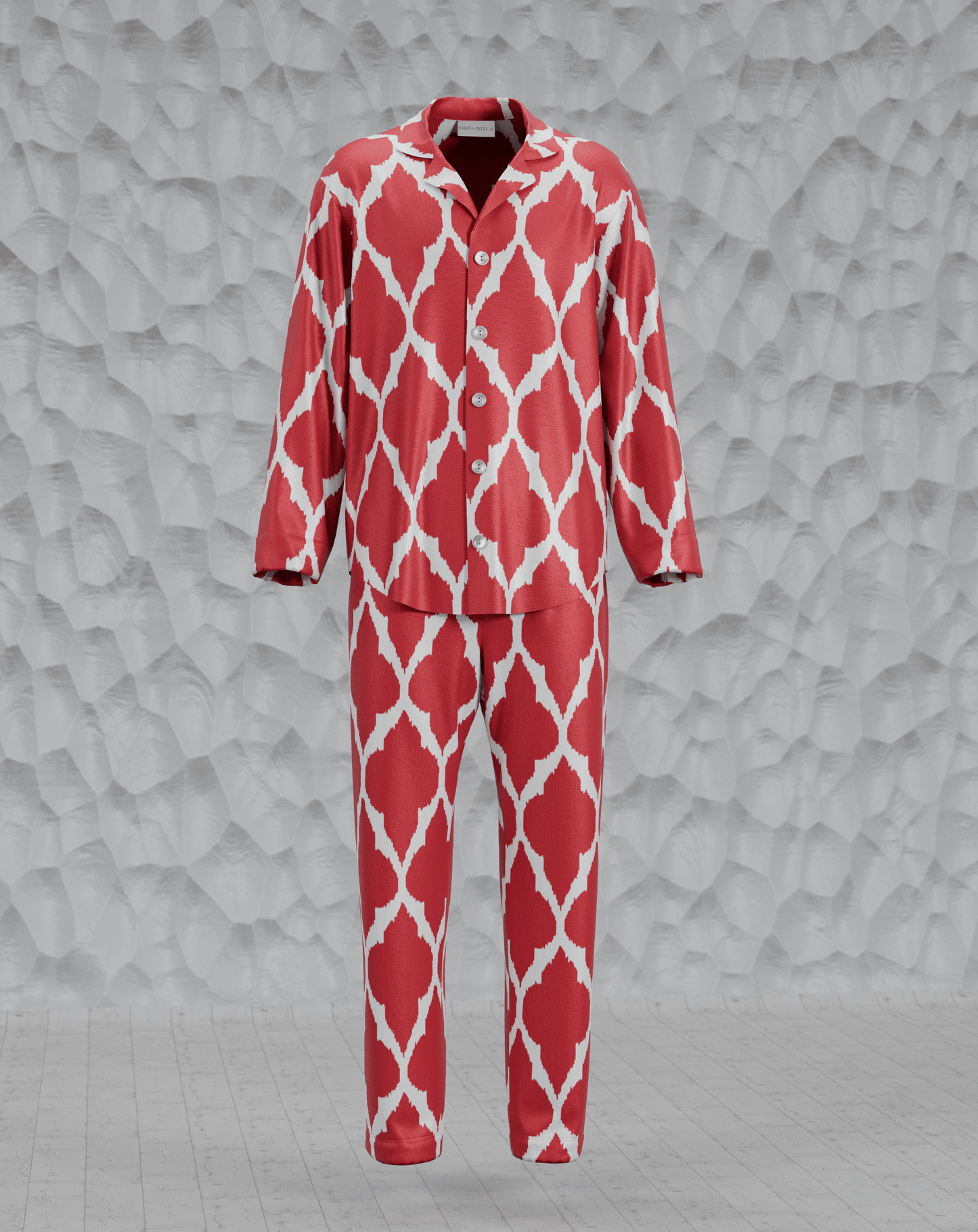 Men's and Boy's Red Pajama Set from handwoven Ikat Silk - SABINA PATEL