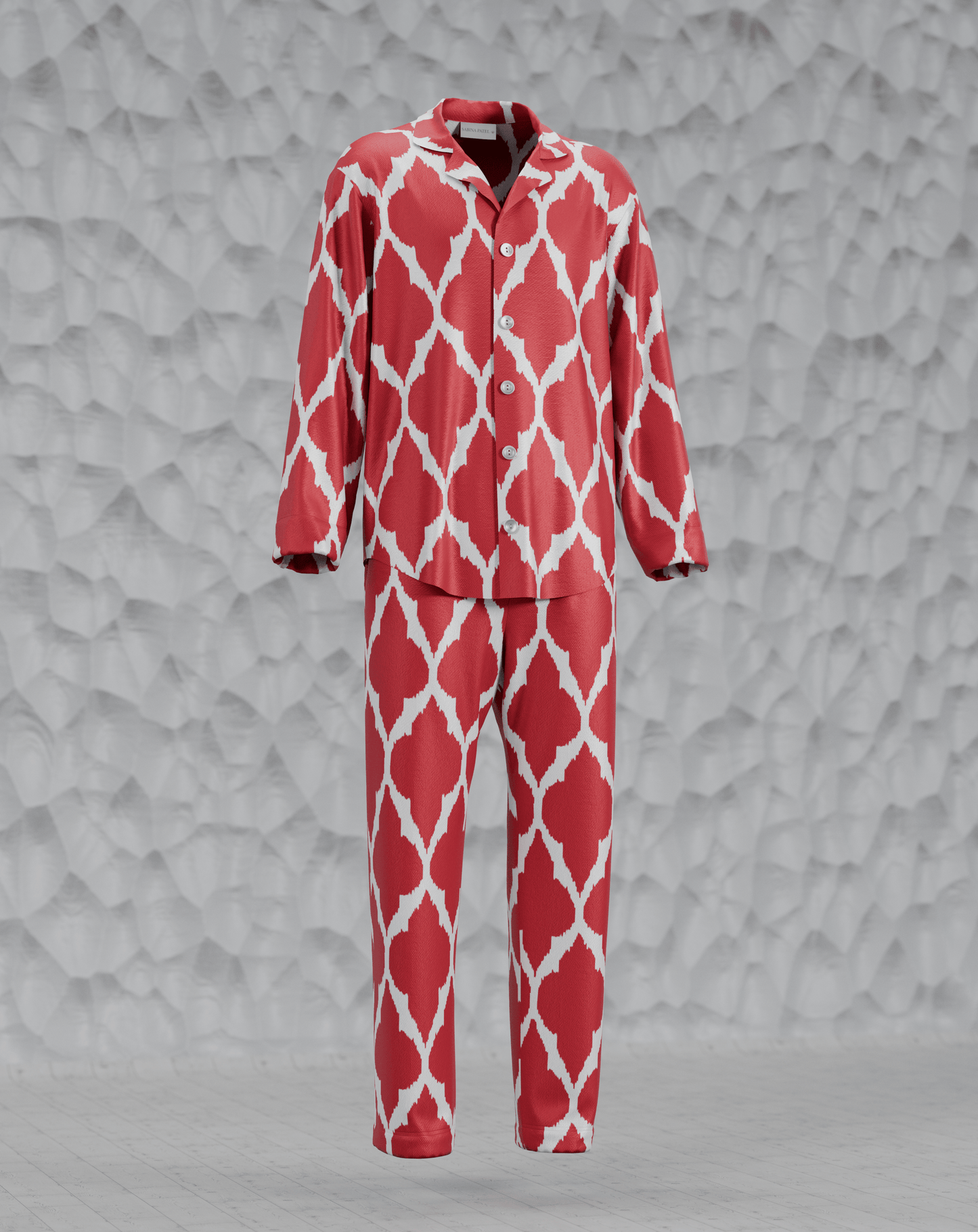 Men's and Boy's Red Pajama Set from handwoven Ikat Silk - SABINA PATEL