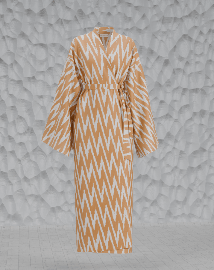 Women's Golden Robe from handwoven Silk Ikat - SABINA PATEL