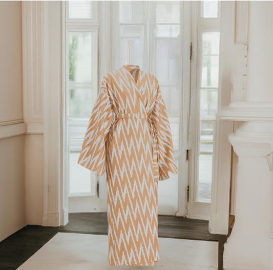 Women's Golden Robe from handwoven Silk Ikat - SABINA PATEL
